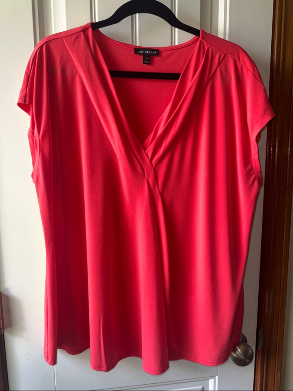 Lane Bryant Bright Pink Surplice Cap Sleeve Blouse